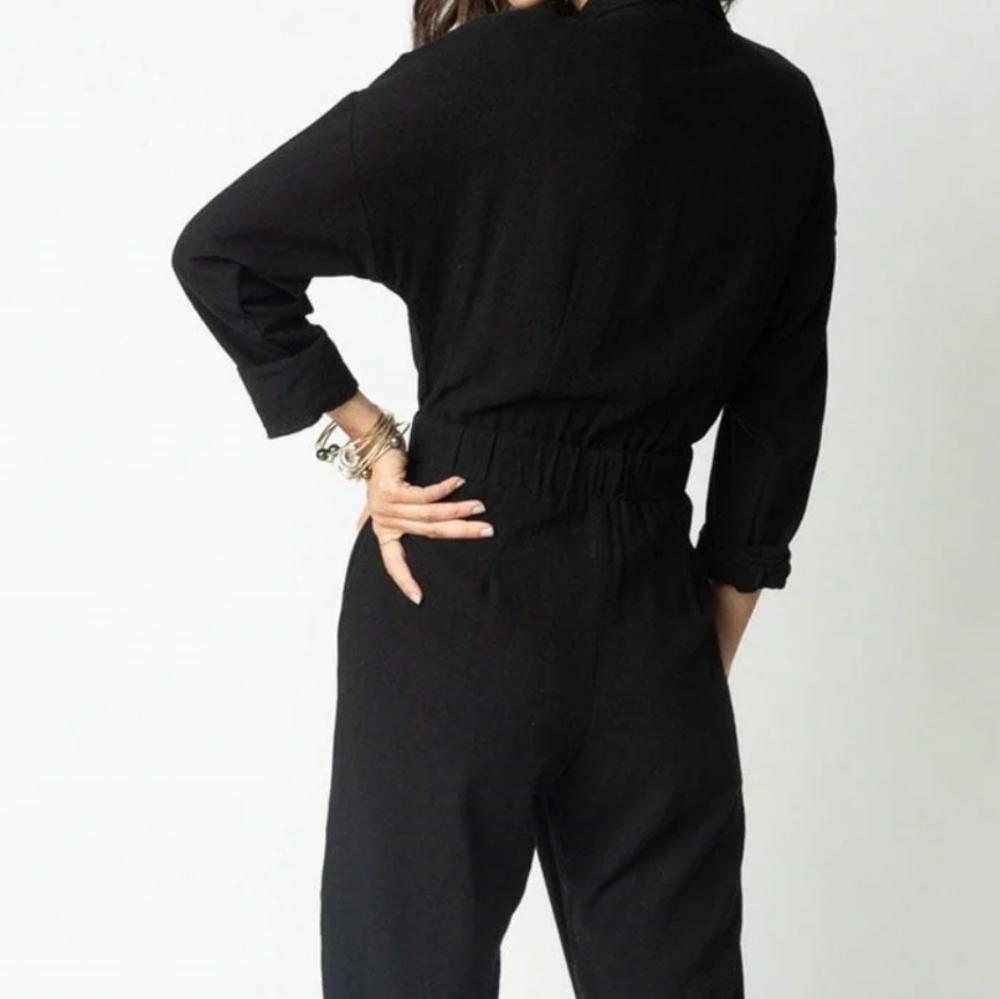 Stillwater The Parker Long Sleeve Jumpsuit Black Medium - Picture 3 of 11